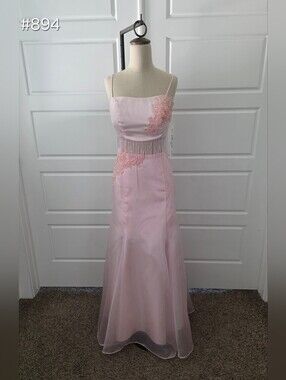 Pink 2-piece Fit & Flare Prom Dress with Fringe